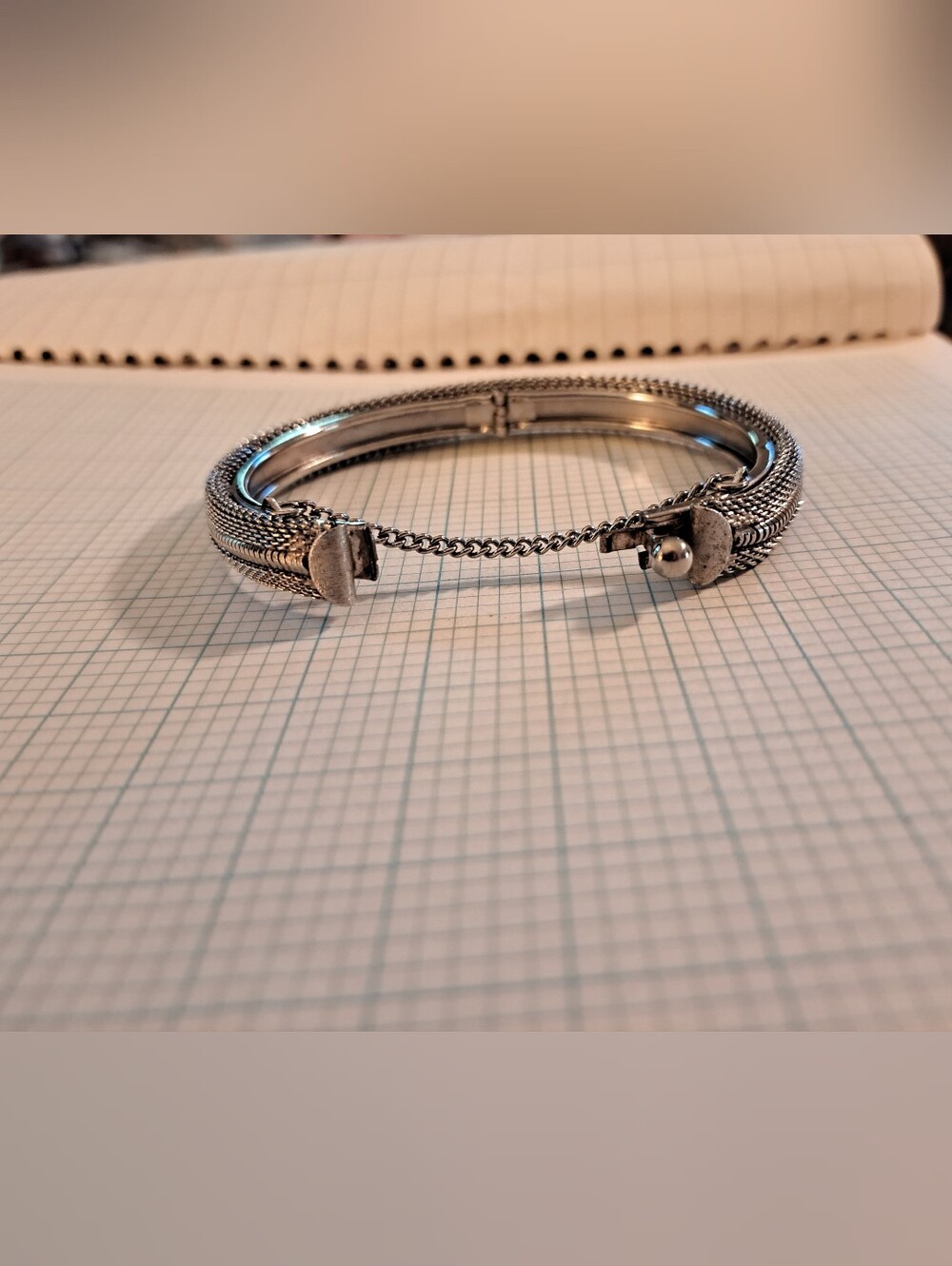 Silver Multi-Strand Mesh Bracelet With Safety Clasp - Picture 6 of 7